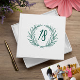 18th Birthday White Photo Album Gift For Her Or Him With Laurel Wreath